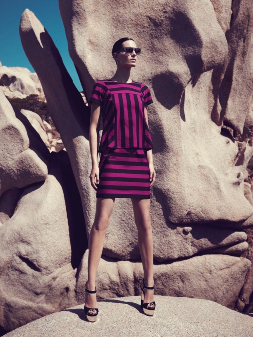 MARC BY MARC JACOBS Resort 2013 Scooter Stripe Skirt Fuchsia and Black striped 4